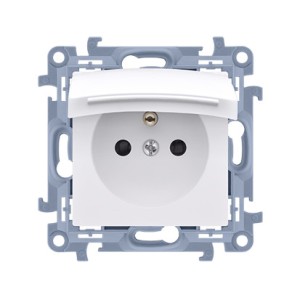 KONTAKT SIMON 10 MODUŁ BIAŁY GNIAZDO 1X Z/U Z KLAPKĄ IP44 ZACISKI ŚRUBOWE 16A 250V-1953670