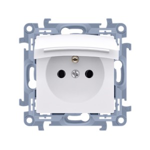 KONTAKT SIMON 10 MODUŁ BIAŁY GNIAZDO 1X Z/U Z KLAPKĄ IP44 ZACISKI ŚRUBOWE 16A 250V-1953674