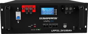 Magazyn energii LiFePO4 EUROPOWER serii LFP 51,2V 100Ah BMS, LCD (Żywotność ~5000 cykli) + STOJAK-1967954