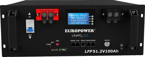 Magazyn energii LiFePO4 EUROPOWER serii LFP 51,2V 100Ah BMS, LCD (Żywotność ~5000 cykli) + STOJAK-1967954