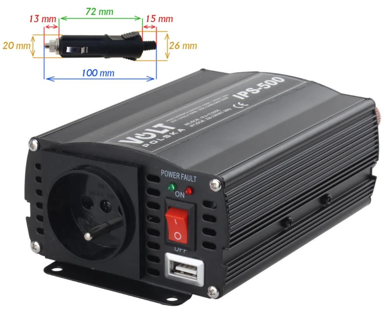 PRZETWORNICA VOLT POLSKA IPS-500 12V / 230V 350/500 W-1607576