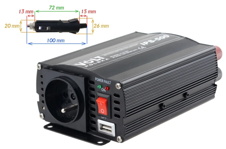 PRZETWORNICA VOLT POLSKA IPS-500 24V / 230V 350/500 W-1607583