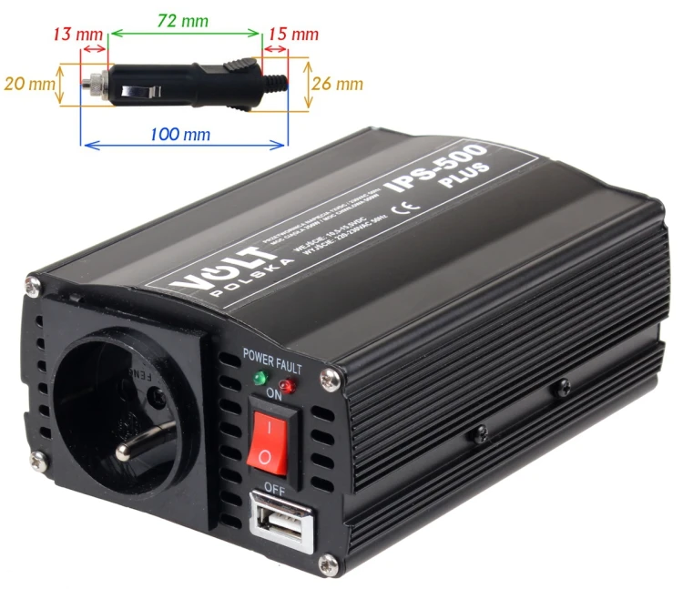 PRZETWORNICA VOLT POLSKA IPS-500 PLUS 12V / 230V 350/500 W-1825684