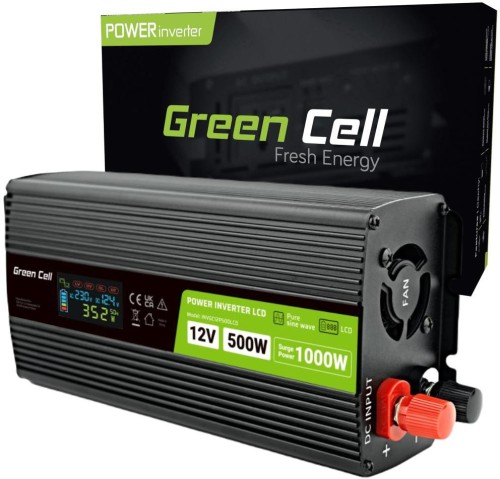 PRZETWORNICA NAPIĘCIA Green Cell PowerInverter LCD 12V / 230V 500W/1000W CZYSTA SINUSOIDA-1909846