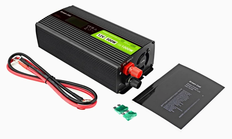 PRZETWORNICA NAPIĘCIA Green Cell PowerInverter LCD 12V / 230V 500W/1000W CZYSTA SINUSOIDA-1909848