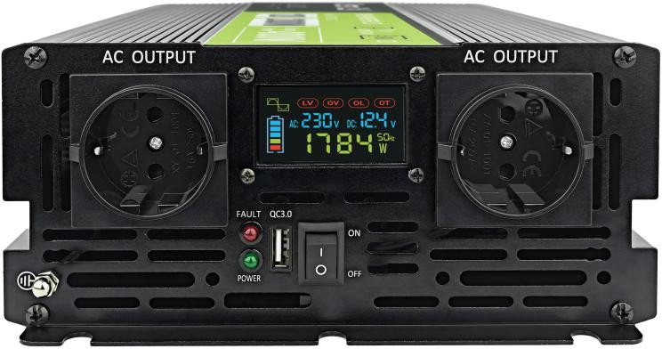 PRZETWORNICA NAPIĘCIA Green Cell PowerInverter LCD 12V / 230V 2000W/4000W CZYSTA SINUSOIDA-1909856