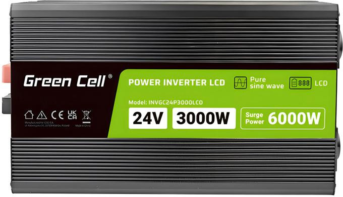 PRZETWORNICA NAPIĘCIA Green Cell PowerInverter LCD 24V / 230V 3000/6000W CZYSTA SINUSOIDA-1936790