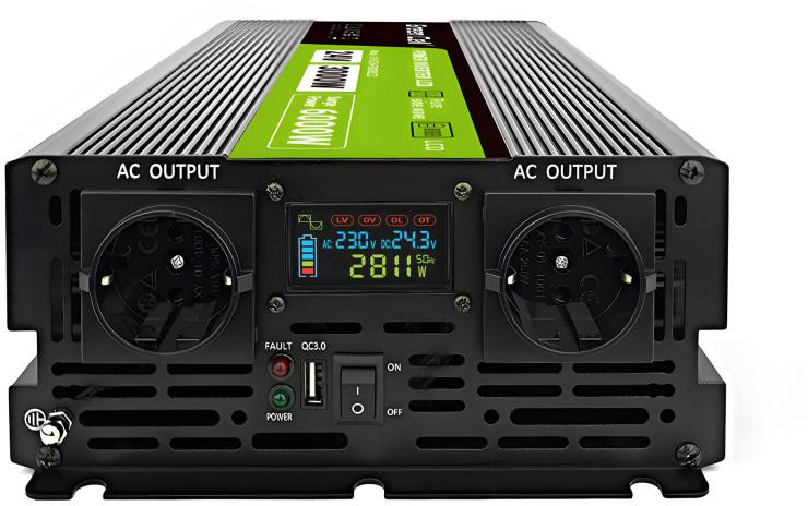 PRZETWORNICA NAPIĘCIA Green Cell PowerInverter LCD 24V / 230V 3000/6000W CZYSTA SINUSOIDA-1936791