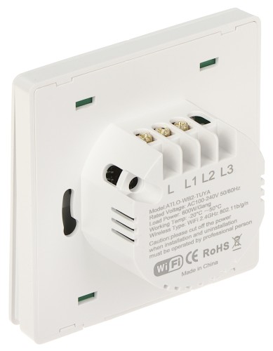 PODWÓJNY INTELIGENTNY PRZEŁĄCZNIK ŚWIATŁA ATLO-WB2/K-TUYA Wi-Fi, Tuya Smart-1623646