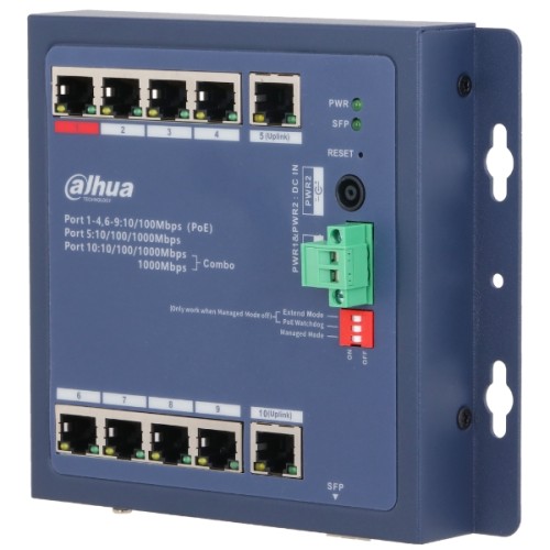 ZARZĄDZALNY SWITCH PRZEMYSŁOWY POE CHS4110-8ET-90-F 8-PORTOWY + 2X UPLINK + 1X SFP DAHUA-1883787