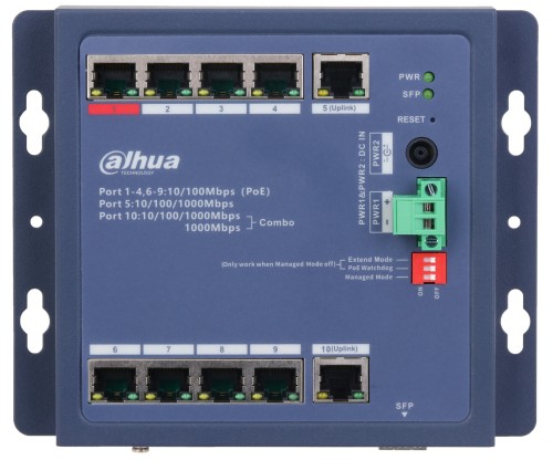 ZARZĄDZALNY SWITCH PRZEMYSŁOWY POE CHS4110-8ET-90-F 8-PORTOWY + 2X UPLINK + 1X SFP DAHUA-1883788