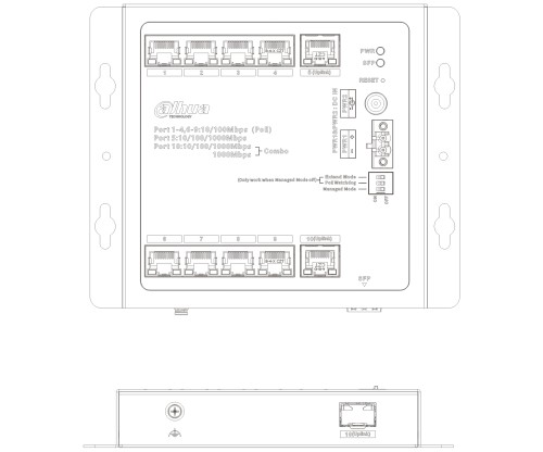 ZARZĄDZALNY SWITCH PRZEMYSŁOWY POE CHS4110-8ET-90-F 8-PORTOWY + 2X UPLINK + 1X SFP DAHUA-1883791