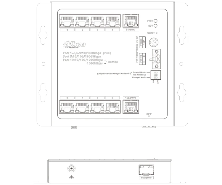 ZARZĄDZALNY SWITCH PRZEMYSŁOWY POE CHS4110-8ET-90-F 8-PORTOWY + 2X UPLINK + 1X SFP DAHUA-1883791