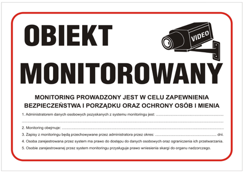 Tablica informacyjna - obiekt monitorowany z opisem