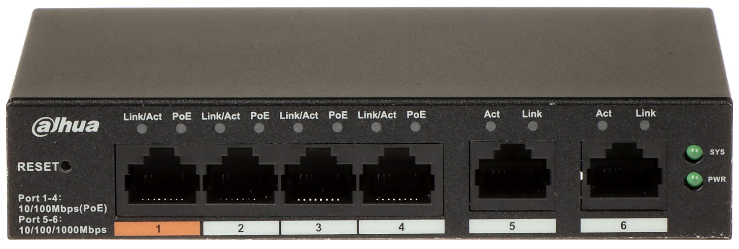 SWITCH POE CS4006-4ET-60 4-PORTOWY DAHUA-1624036