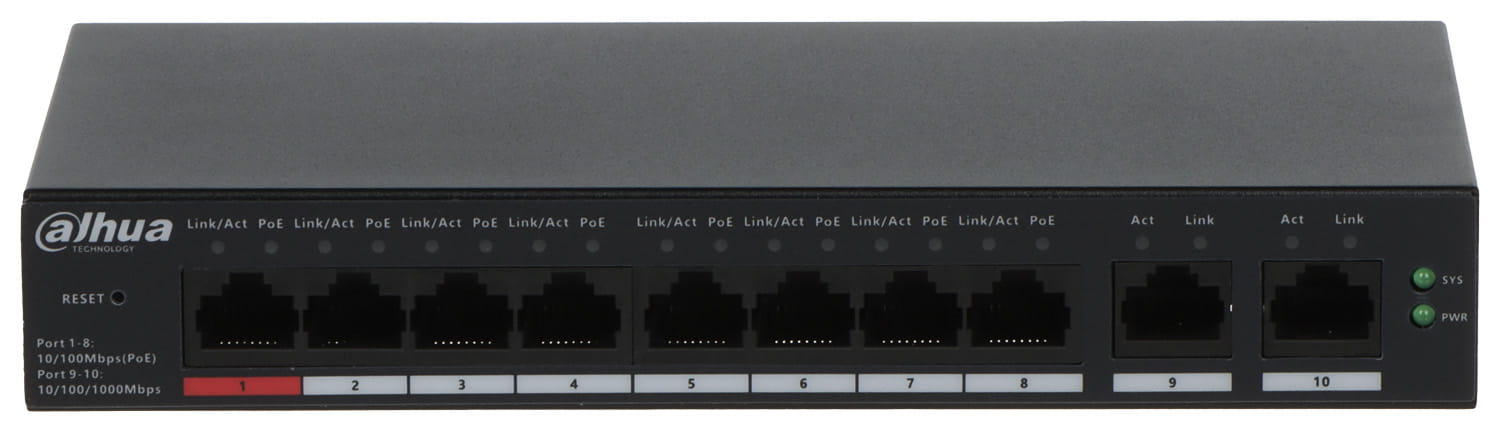 SWITCH POE CS4010-8ET-110 8-PORTOWY DAHUA-1628881