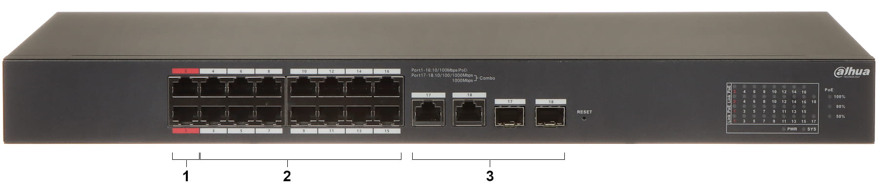 SWITCH POE CS4218-16ET-240 16-PORTOWY SFP DAHUA-1623920