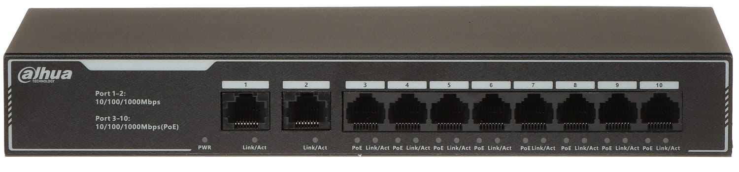 SWITCH POE SG1010LP 8-PORTOWY DAHUA-1624066