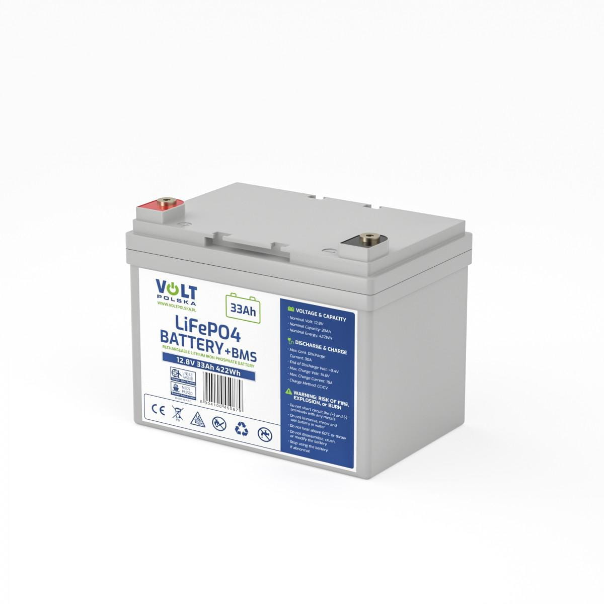 AKUMULATOR VOLT POLSKA LITOWO-ŻELAZOWO-FOSFORANOWY LiFePO4 12V 33Ah 30A-1593271