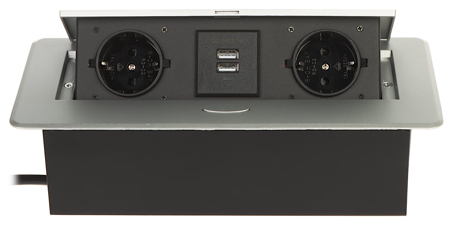 LISTWA ZASILAJĄCA MEBLOWA FPS-2S2U/CABLE (2 GNIAZDA + 2  USB)-1622918