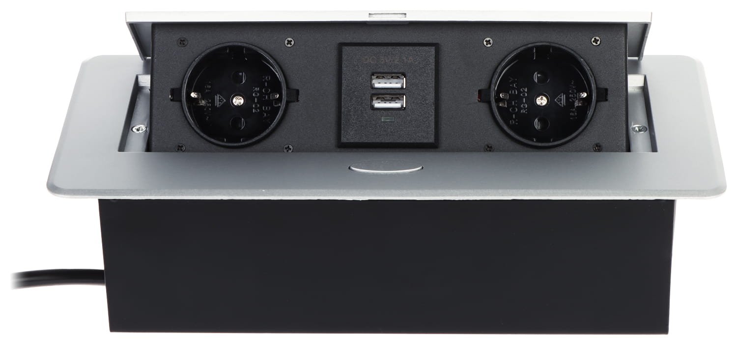 LISTWA ZASILAJĄCA MEBLOWA FPS-2S2U/CABLE (2 GNIAZDA + 2  USB)-1672991