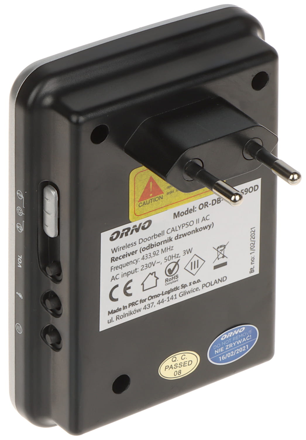 DZWONEK BEZPRZEWODOWY CALYPSO II AC OR-DB-QS-159 AC 230V ORNO-1324488