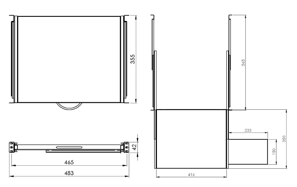 REGULOWANA SZUFLADA DO KLAWIATURY I MYSZKI RSR19-1U-350G-KM-1683717