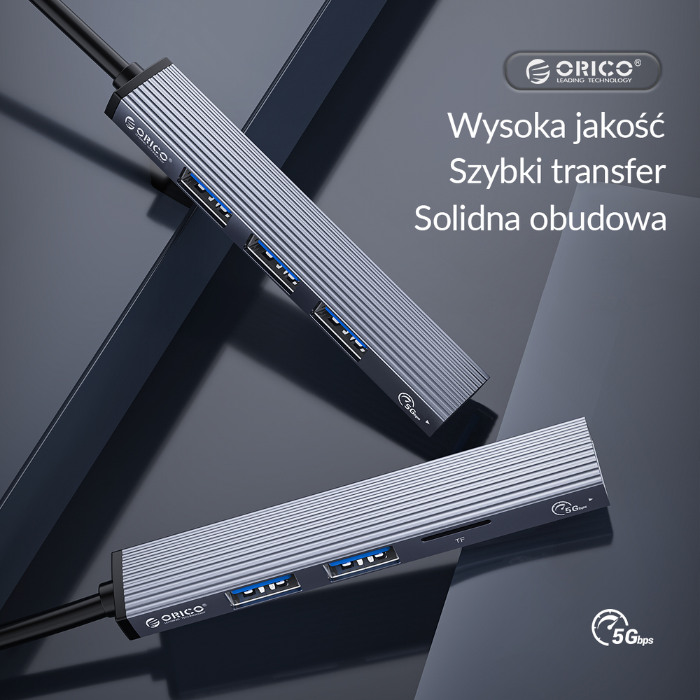 Orico Hub USB-C 3xport USB-A, czytnik microSD, alu-1358679