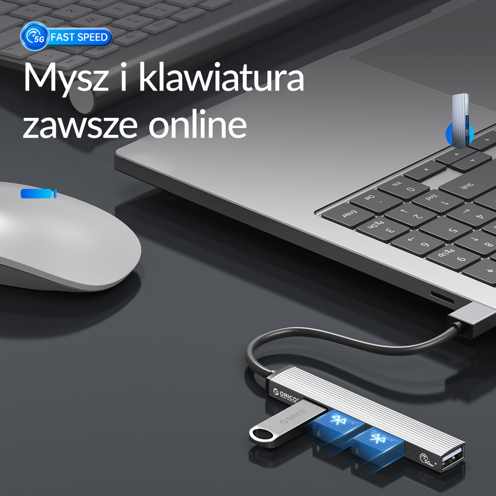 Orico Hub USB-A 5Gbps 3*USB-A, microSD, alu-1450574