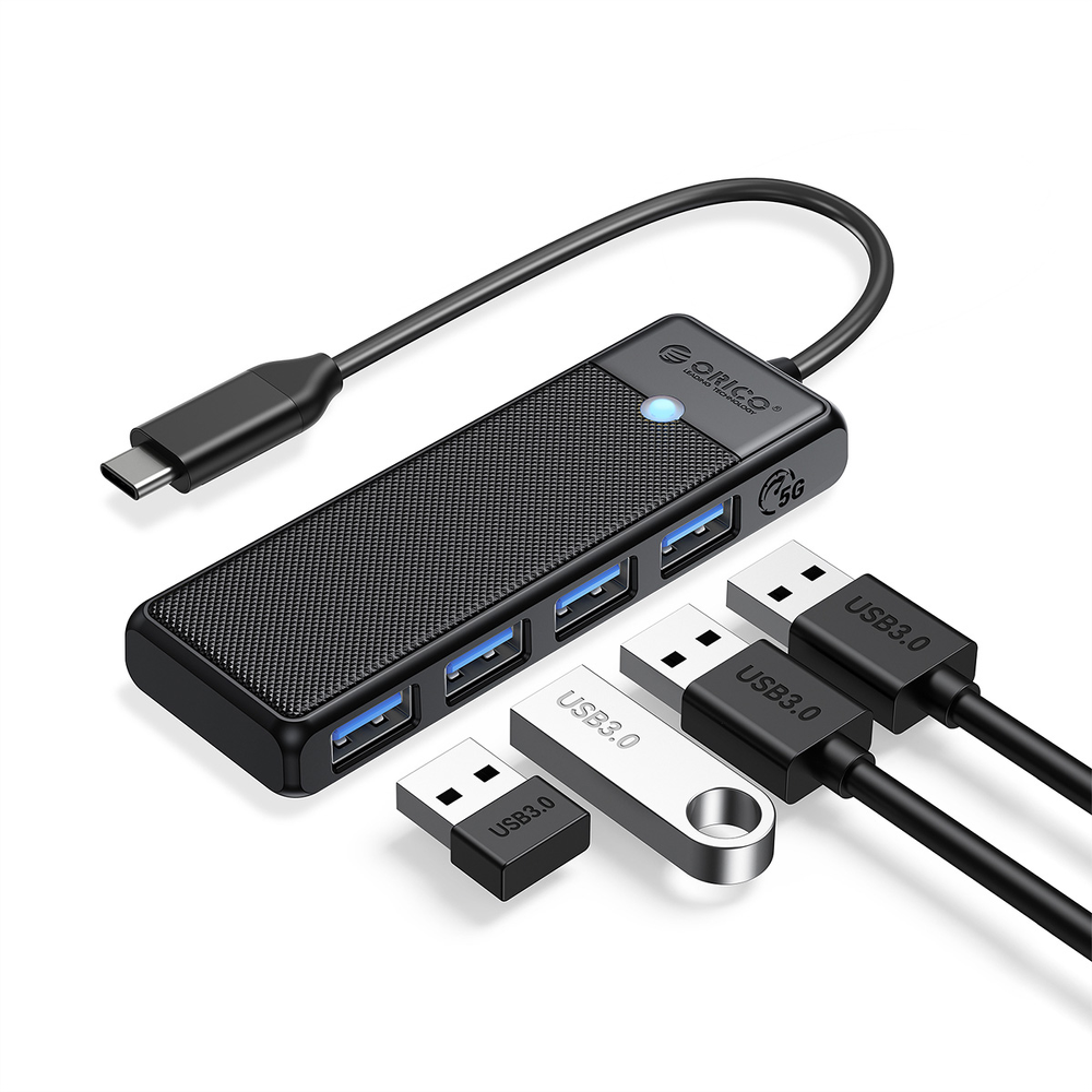 Orico Hub USB-C 4 porty USB-A 3.0 5Gbps czarny-1637625
