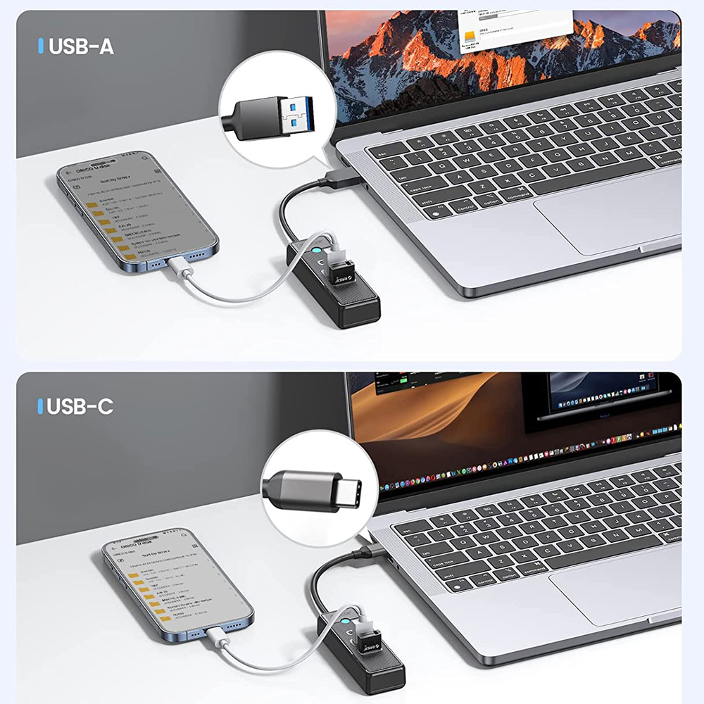 Orico Hub USB-C 2x USB-A 3.1 + USB-C czarny-1636765