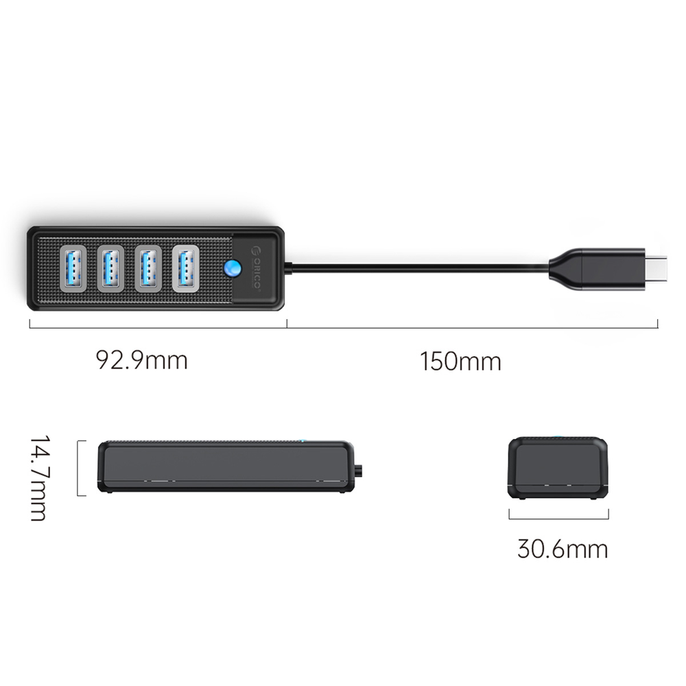 Orico Hub USB-C 2x USB-A 3.1 + USB-C czarny-1525319