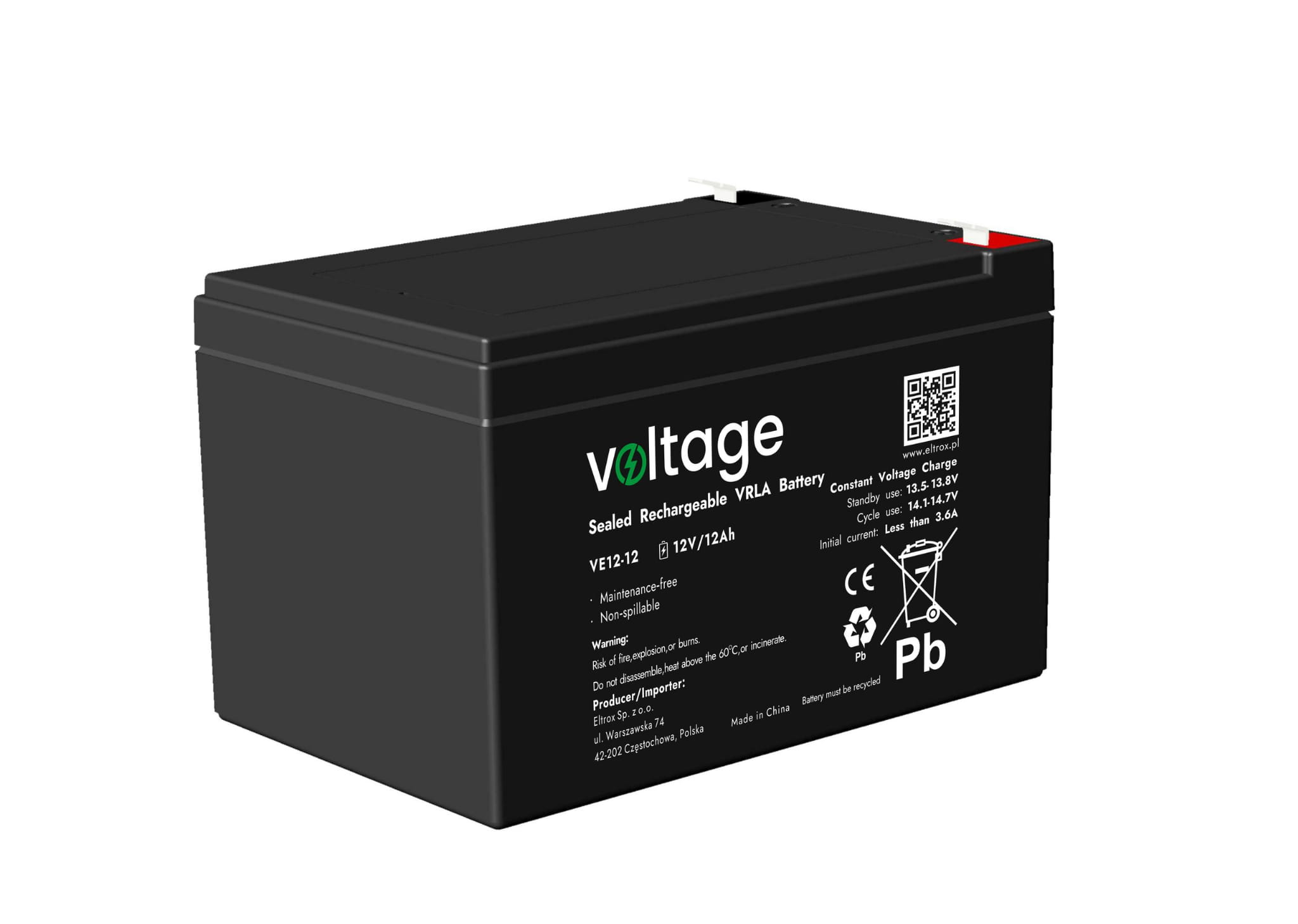 Akumulator AGM Voltage 12V 12Ah VE12-12 (Żywotność 6-9 lat)-1680802