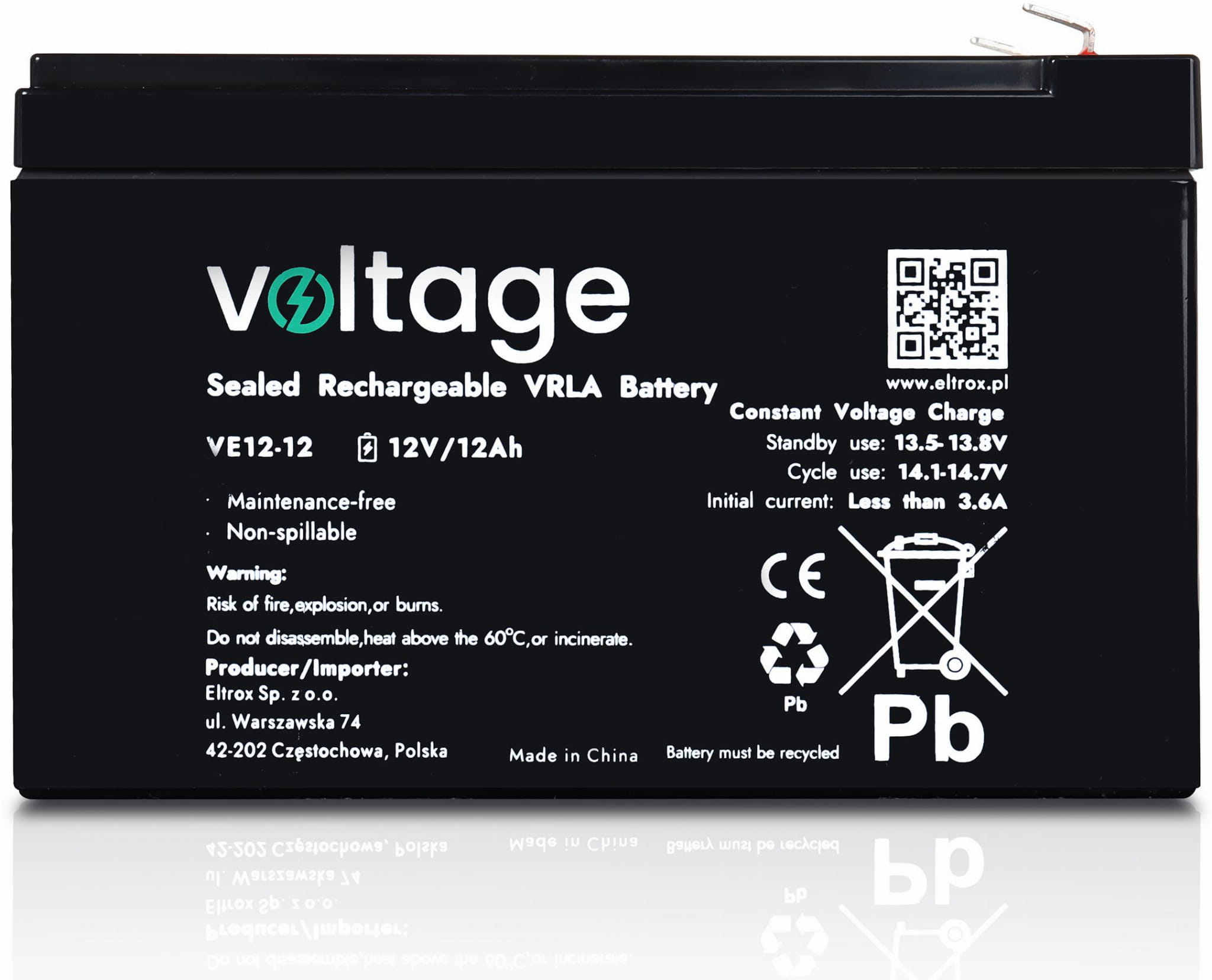 Akumulator AGM Voltage 12V 12Ah VE12-12 (Żywotność 6-9 lat)-1761919