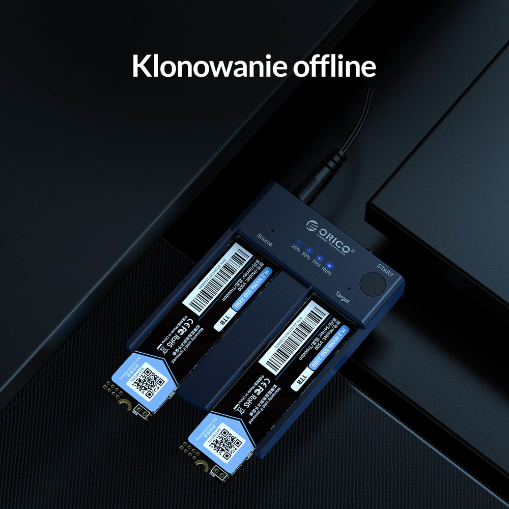 Orico Stacja klonująca dyski M.2 USB-C 10Gbps-1277624