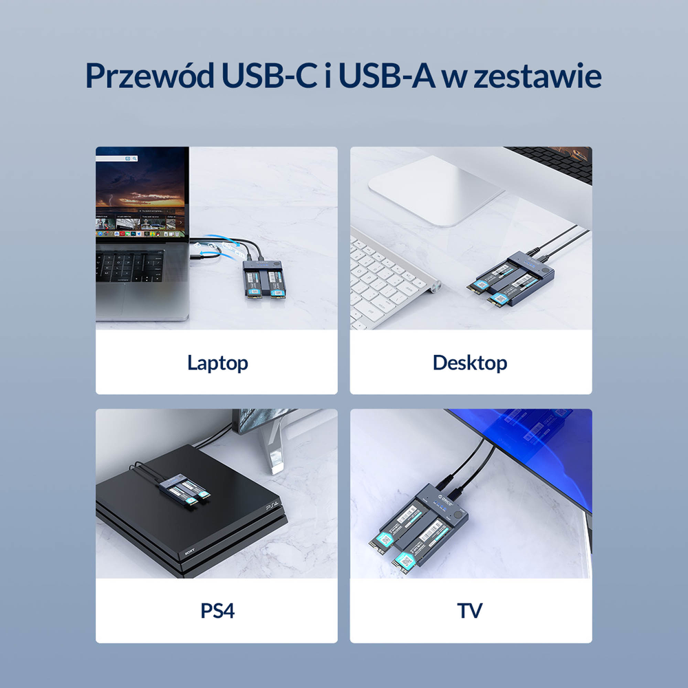 Orico Stacja klonująca dyski M.2 USB-C 10Gbps-1277627