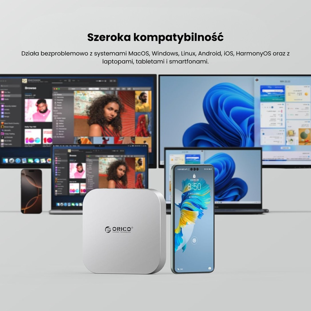 Orico Stacja dokująca do MacMini M4, USB-C 10 Gbps, z obudową M.2 NVMe, metalowa-1808325