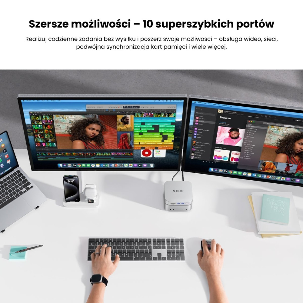 Orico Stacja dokująca do MacMini M4, USB-C 10 Gbps, z obudową M.2 NVMe, metalowa-1808323