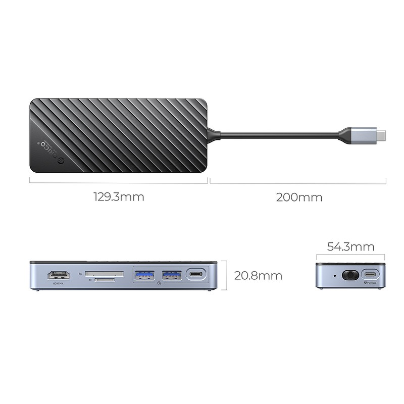Orico Stacja dokująca USB-C z obudową na dysk M.2, 10 Gbps, HDMI 4K 60Hz-1808311