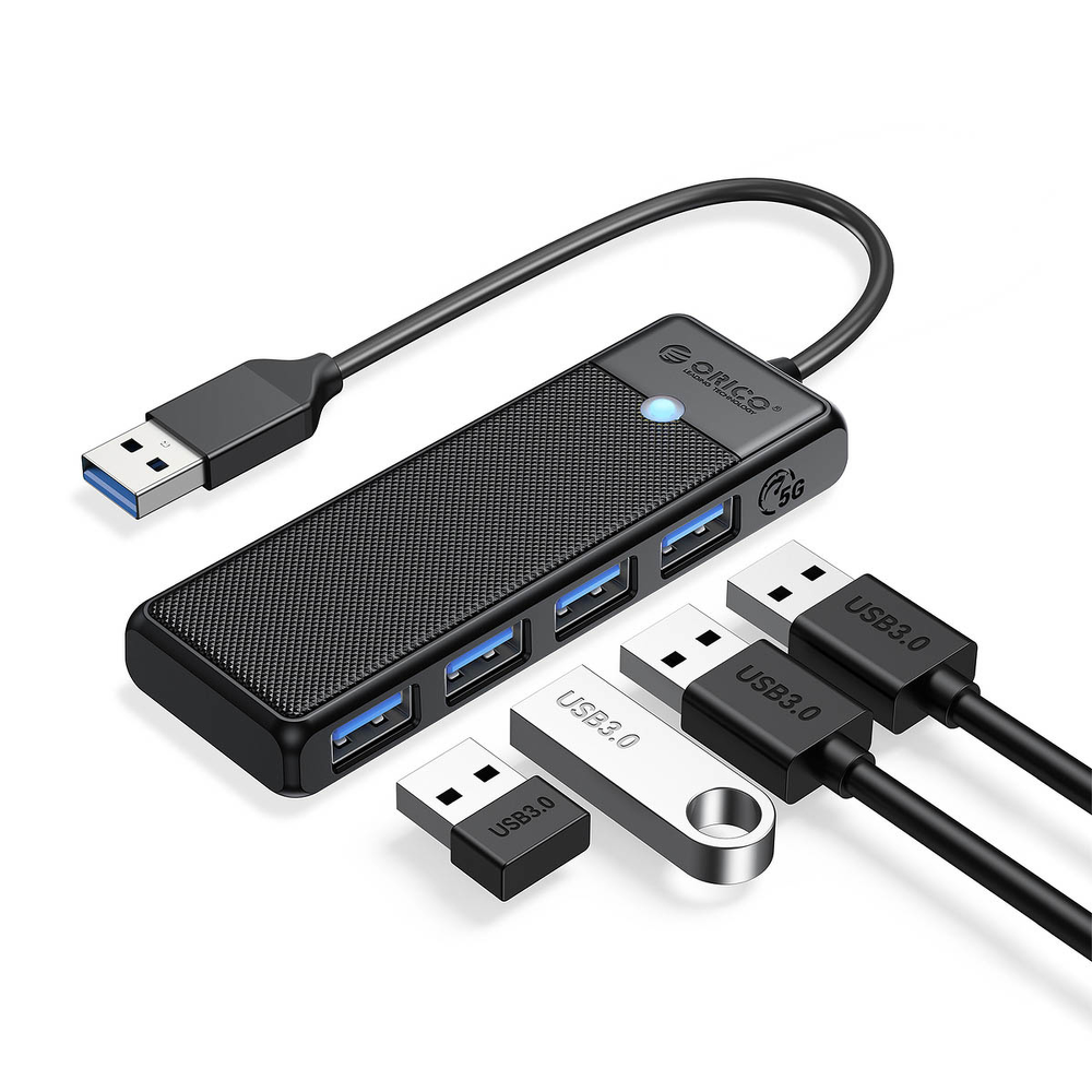 Orico Hub USB-A 4 porty USB-A 3.0 5Gbps czarny-1808265