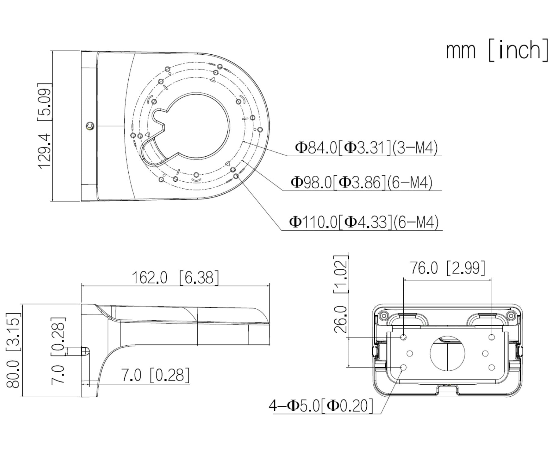 UCHWYT DO KAMER KULISTYCH PFB2203W-B DAHUA-1811387