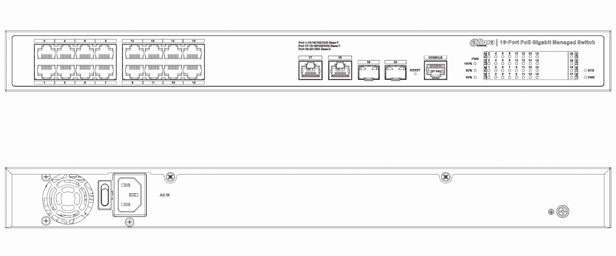 SWITCH POE S4220-16GT-240 16-PORTOWY SFP DAHUA-1815094