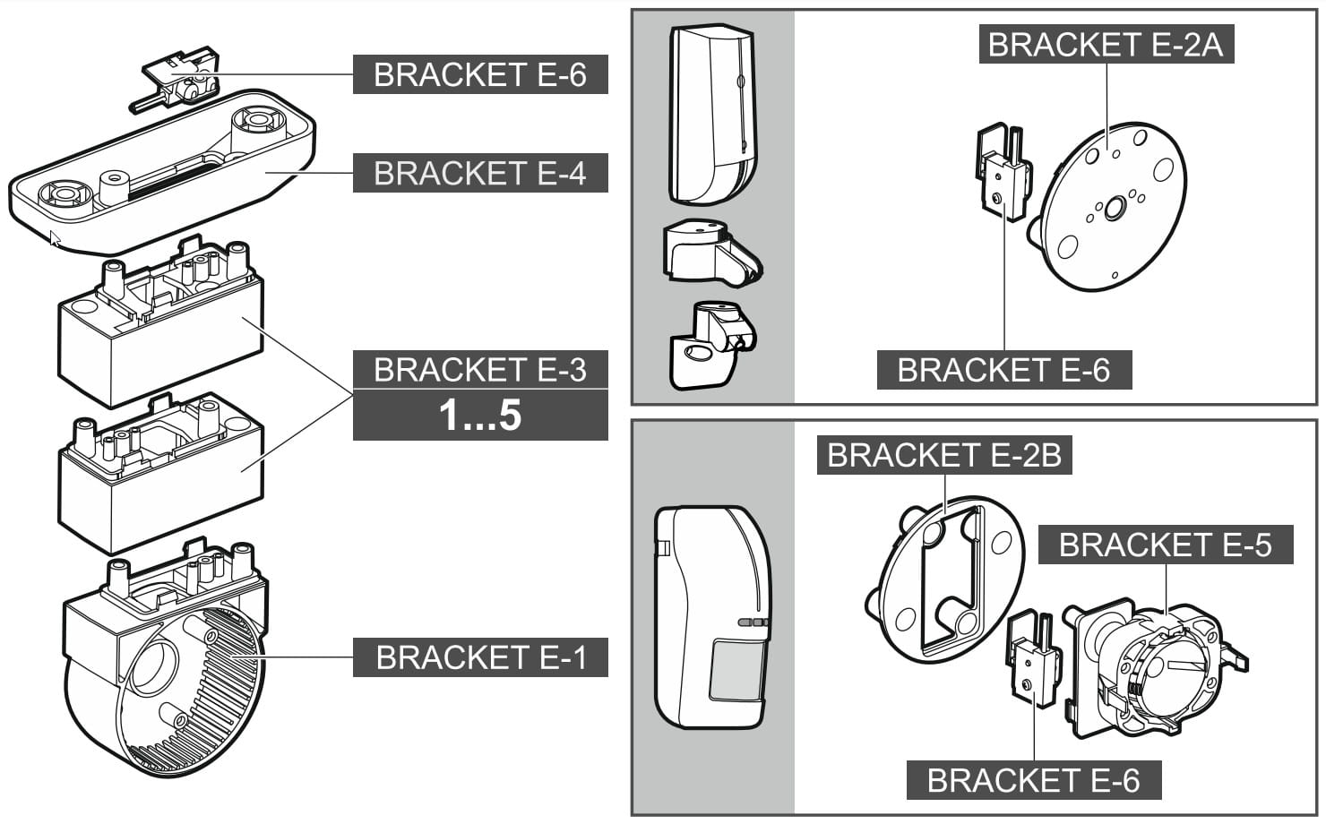KORPUS MODUŁOWEGO UCHWYTU DO CZUJEK RUCHU BRACKET-E-1 SATEL-1333511