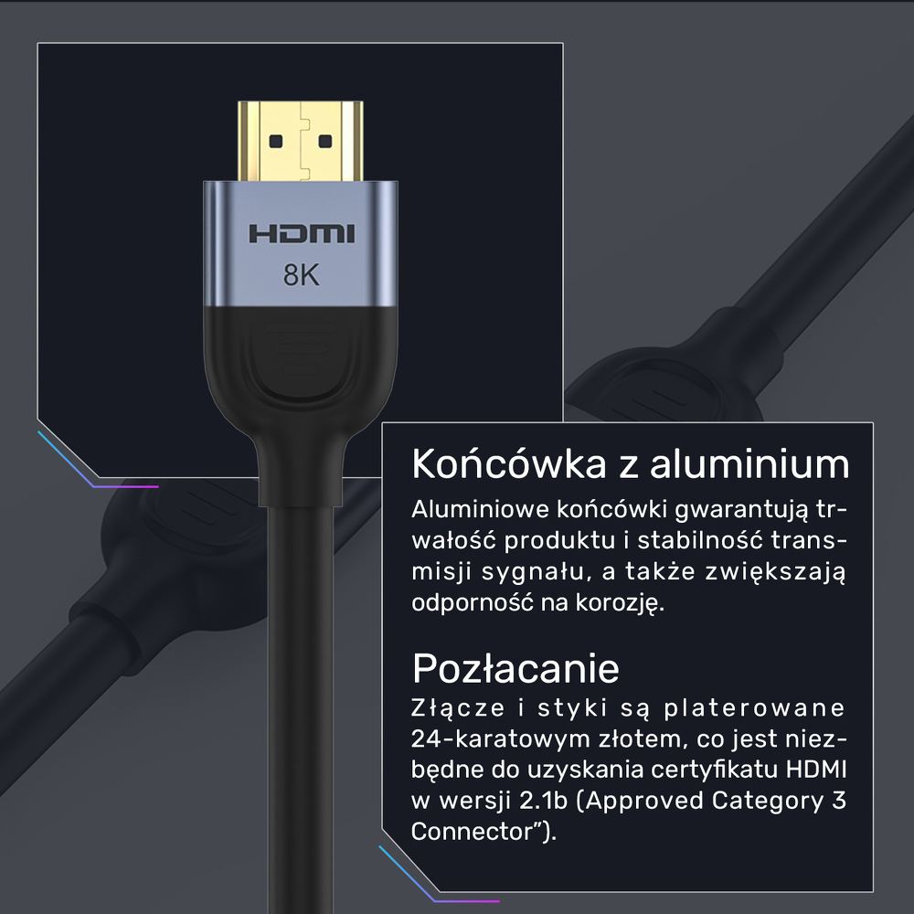Unitek Kabel HDMI 2.1 8K 60Hz, czarny, 1m-1782152