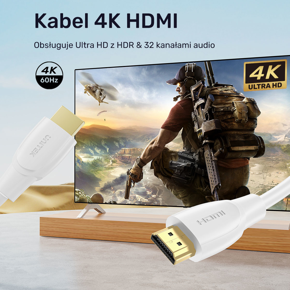 Unitek Kabel HDMI 2.0 4K biały 10m-1783576