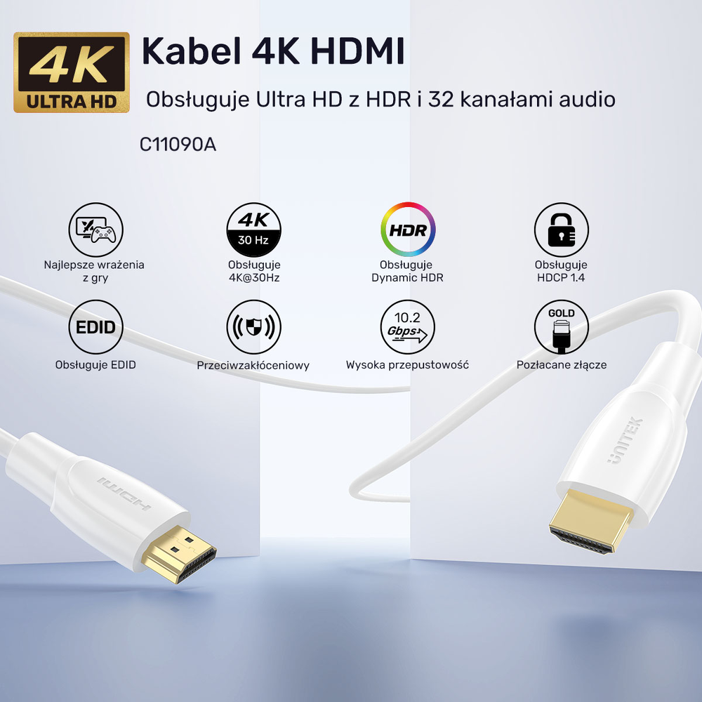 Unitek Kabel HDMI 1.4 4K biały 15m-1783634