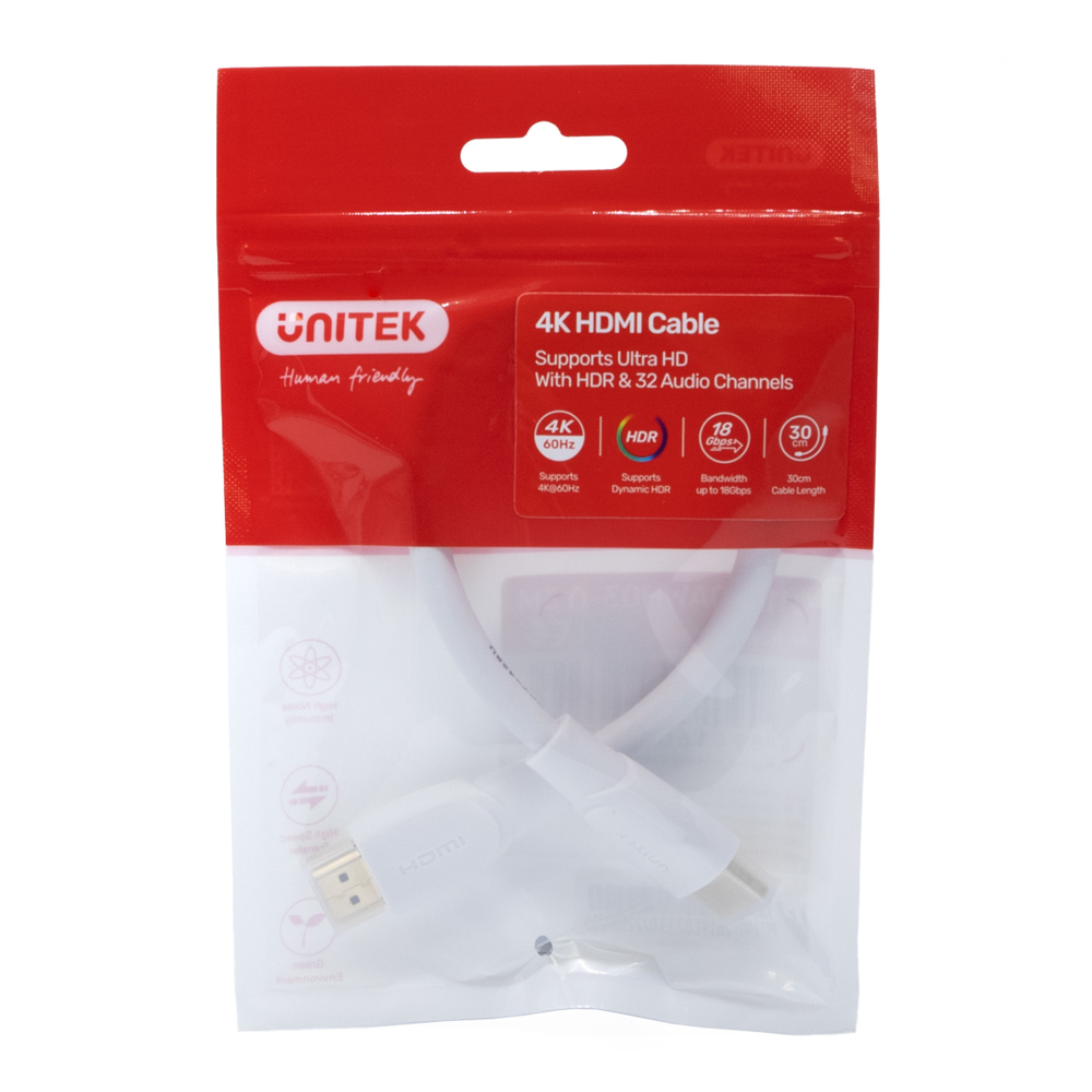 Unitek Kabel HDMI 2.0 4K biały 0,3m-1783314