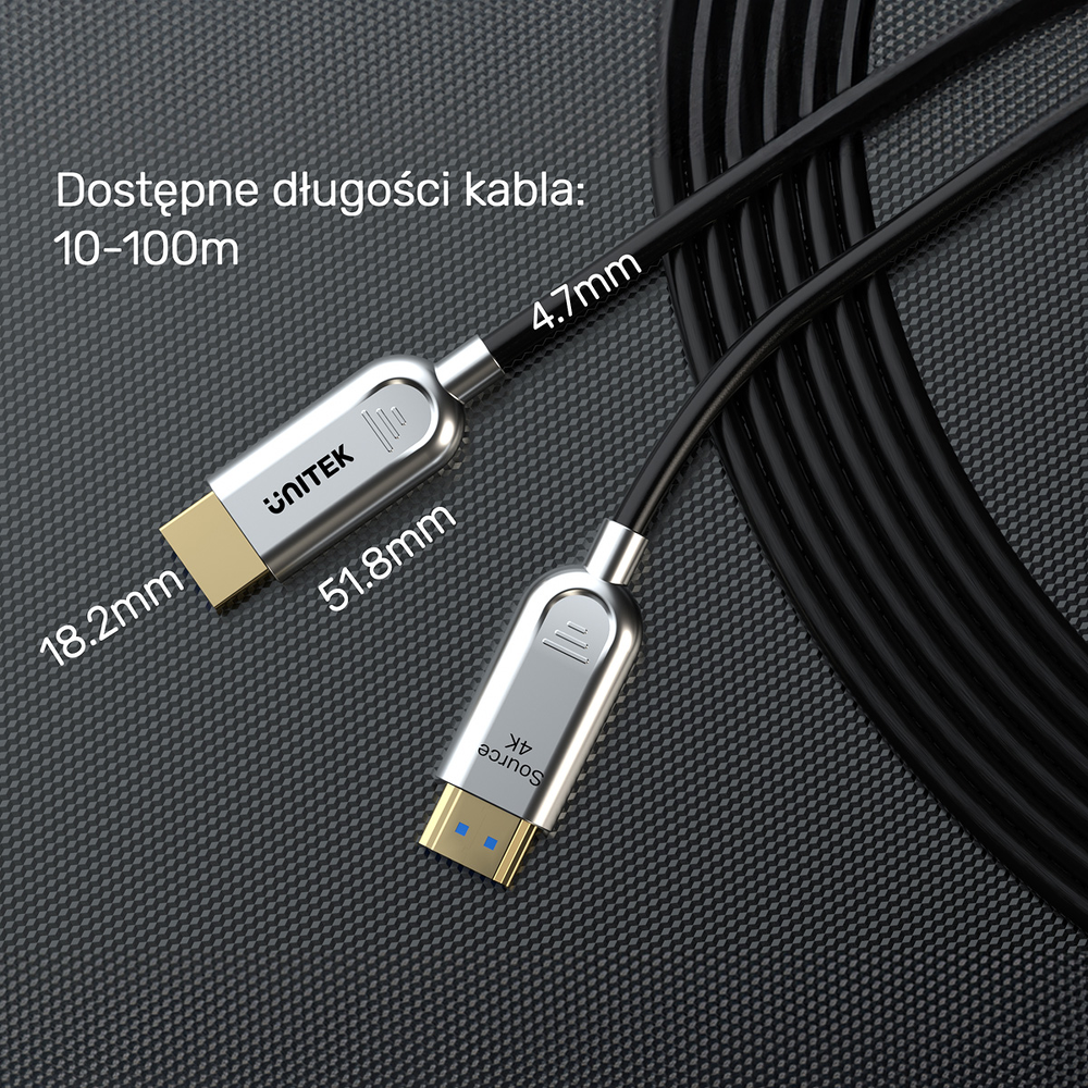 Unitek Kabel optyczny HDMI 2.0 AOC 4K 60Hz 80 m-1787176
