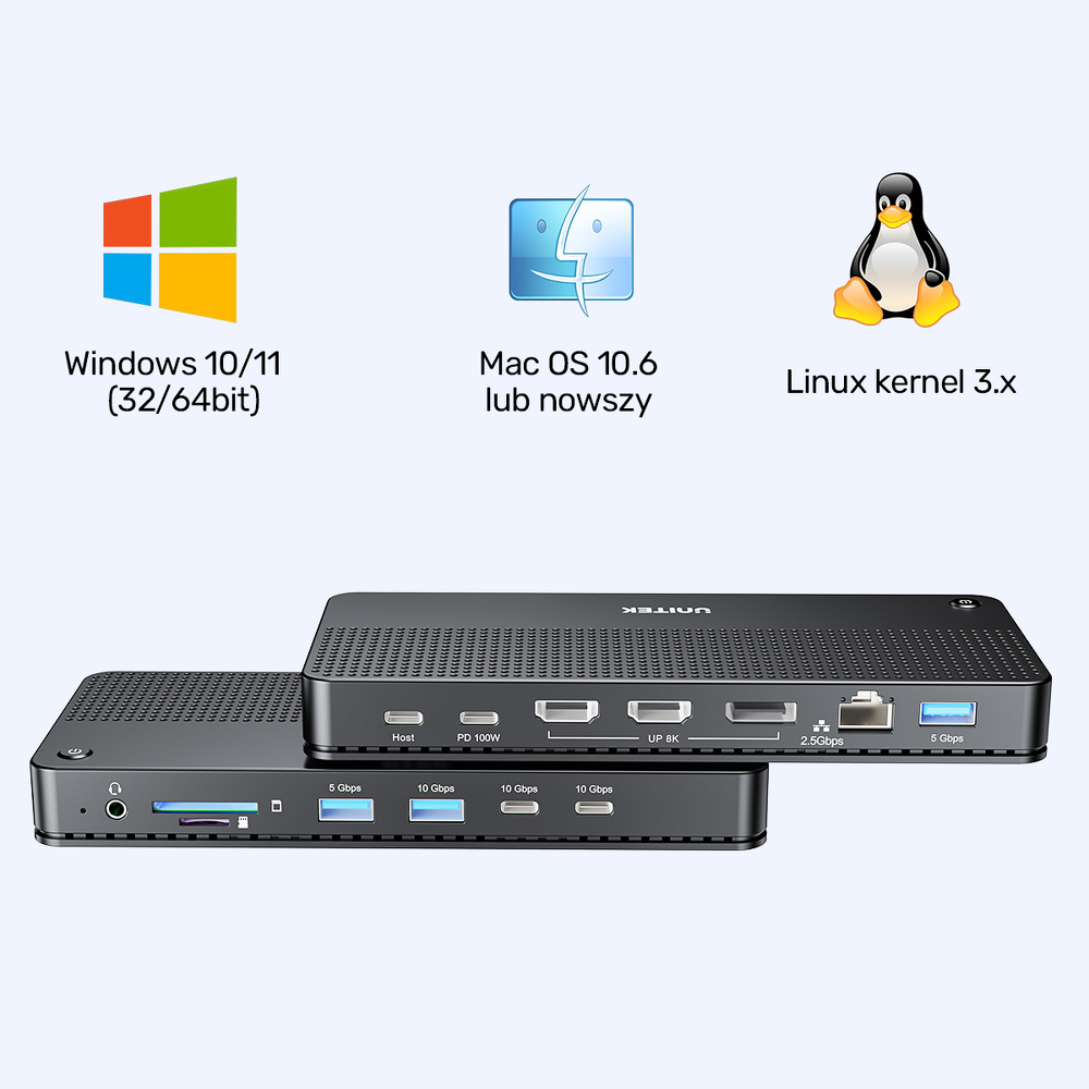 Unitek Stacja dokująca 13w1 MST HDMI DP 8K PD 100W-1781333