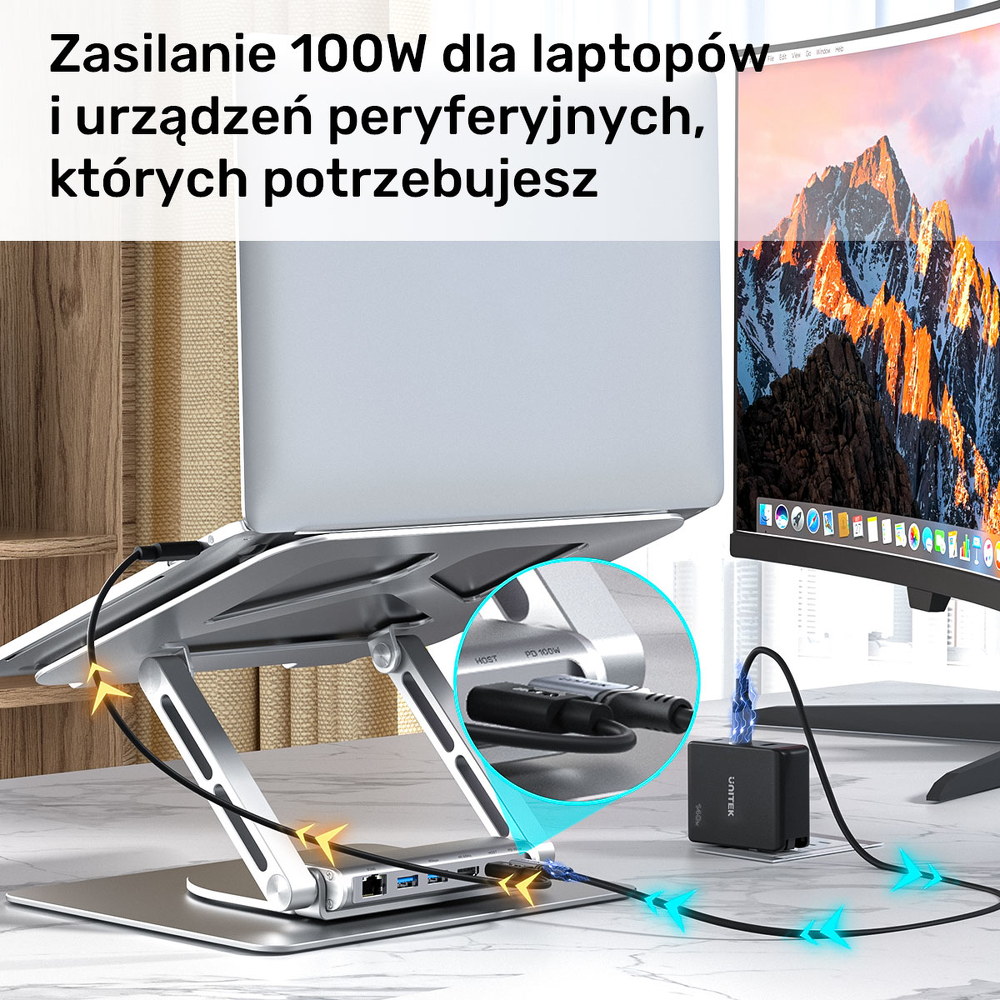 Unitek Podstawka pod laptop USB-C HDMI 4K PD 100W-1638626